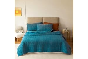 Lunoroey Bedspread King Size Teal Blue Soft Microfiber Lightweight Quilted Bedspreads Coverlet All Season Bedding Set (1 Quilt, 2 Pillow Shams)