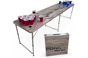 MUWO Set da tavolo da birreria pong con 22 bicchieri, il tavolo pieghevole definitivo, 60 x 240 cm, per momenti conviviali (look naturale)