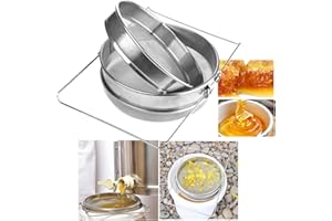 CICIXIXI Honigsieb Doppel-Sieb 24cm Edelstahl Bienen Honig Filter Bienenzucht Honigfilterung,Werkzeuge Zubehör zur Bienenzucht mit Verstellbaren Griffe, Imkerei-Ausrüstung,Dehnbar
