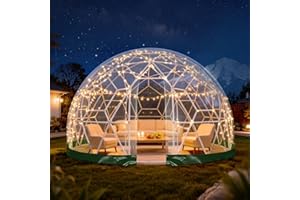 Yorkgargen 3.6 x 2.2m Gewächshaus Gartenkuppel Igloo,Gartenkuppel TPU Blasenzelt für 4-8 per,Gartenblasenzelt mit 2 Lichterketten, Durchsichtiges Kuppelzelt für Hinterhof,Party,Weihnachten,Hochzeiten