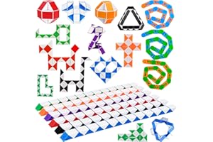 MINISOISO Zestaw magicznych węży, 24 sztuki, magiczny mini wąż z 24 klockami, mini magiczny wąż kostka z 3 Wacky Tracks, Twist Puzzle Twisty zabawka dla dzieci i dorosłych, mały prezent urodzinowy dziecka