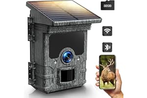 VOOPEAK Wildkamera Solar WLAN 4K 30fps 85MP, Wildkamera mit Handyübertragung APP, Wildtierkamera mit Bewegungsmelder Nachtsicht 120° Weitwinkel IP66 wasserdichte mit 32GB Micro SD Karte