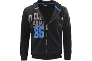 Generisch Uncle Sam Herren Sweatjacke mit Kapuze und Kordel zum Binden, Jacke für Sport und Freizeit