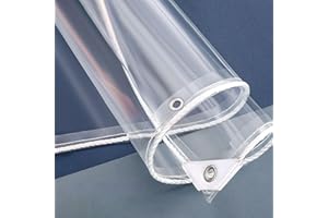 Cvter 2×2m Lona Transparente Impermeable - 14 Mil de Espesor Lona de Vinilo Resistente al Agua con Ojales, Multiusos Invernadero, Porches Exteriores, Balcón, Jardín, Vivero contra la Lluvia