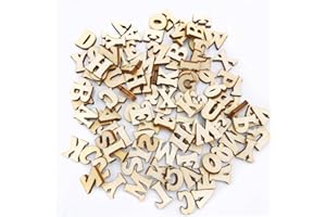 ORTAVA 100 lettere in legno piccole, lettere in legno per diverse misure per fai da te e dipingere, lettere, decorazioni natalizie, tempo libero, matrimoni, feste, casuali