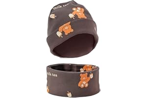 Bixufcai Kinder Mütze & Loop Schal Set - Mädchen Junge 95% Baumwolle weiches & pflegeleichtes Stretch-Material für 1-8 Jahre, Kleinkinder Beanie Mütze Schlauchschal Set