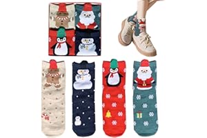 KOIROI 4 pary skarpet bożonarodzeniowych, skarpety na Boże Narodzenie, dla kobiet i mężczyzn, na Boże Narodzenie, ciepłe skarpety bawełniane, kolorowe, zabawne skarpetki, skarpety bożonarodzeniowe,