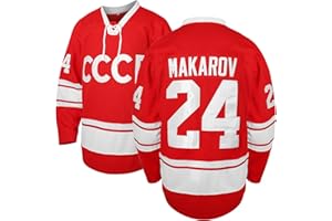 SUPEREASYDEAL Vladislav Tretiak #20 Sergei Makarov #24 CCCP 1980 UdSSR CCCP Russian Hockey Trikot Rot