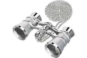 Levenhuk Broadway 325B 3x25 Kompaktes, Leichtes, Elegantes Opernglas – Vintage Theater- und Konzertfernglas für Damen mit Eleganter Metallkette, Silber