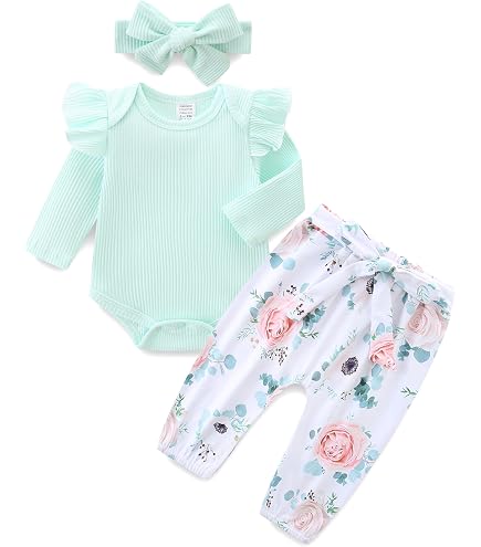 KIDDLETOWN Pyjama Bébé Fille Avec Pieds - Combinaison Coton Manches Longues 0-12 Mois