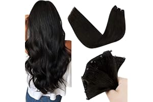 LaaVoo Extension Capelli Veri Microring Beads Jet Nero 50g 40 cm EZE Micro Weft Capelli Veri Umani Extension Micro Rings Naturali #1b