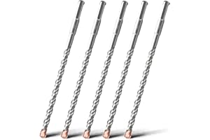 HSAWBIT 5 PACK OF - 6mm x 210mm LONG SDS MASONRY DRILL BIT, TUNGSTEN CARBIDE TIP SDS PLUS SHANK, FOR WALL STONE CONCRETE BRICK