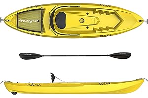 ATLANTIS Kayak-Canoa Ocean Giallo - cm 266 sit on top, pagaia inclusa, per utilizzo in mare, lago e fiume