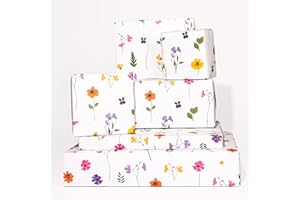 Sustainable Wrapping Paper Sheets (x6) - Designer Gift Wrap - Floral - For Women Girls Female Friends - White & Pink Flowers - Recyclable - For New Home Birthday Easter Dayspring - By Central 23