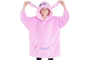Disney Sudaderas con Capucha para Niña, Sudadera Stitch Niña, Batamanta Infantil, Bata Manta Polar Oversize Ropa para Niñas