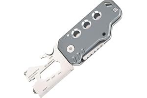 TROIKA Mini utensile con 11 funzioni – KEYTOOL – Coltello – Portachiavi (passante) – Tagliafili – Acciaio inossidabile 420 alluminio – anodizzato – Titanio – TROIKA originale