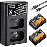K&F Concept NP-FW50 Batteria della Fotocamera con due Caricatore USB per Sony A6000, A6500, A6300, A6400, A7, A7II, A7RII, A7