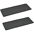 Argon Tableware Rectangle Slate Dinner Plate - 29 x 12cm - Pack of 2 - Natural Slate Rustic Raw Cut Serving Dish Cheese Board Savoury Mat with Soft Padded Feet