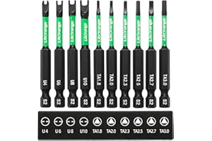 Litorange Set di 10 punte speciali per cacciavite a batteria, 70 mm, triangolari e cacciaviti a U con forte testa magnetica, 1/4", set di punte triangolari per avvitatore a percussione
