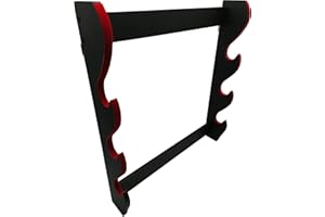 Glac Store® Soporte expositor de pared para Katana Samurai de madera de 3 plazas, adornado con terciopelo rojo, ganchos y tornillos incluidos