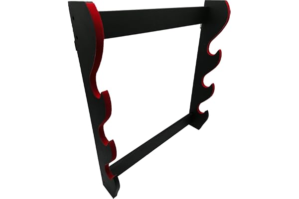 Glac Store® Support mural pour Katana Samurai, en bois, 3 places, en velours, rouge, suédine, crochets et vis inclus.