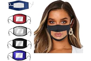 YNR Masque de lecture transparent pour les lèvres - Convient aux sourds - Noir