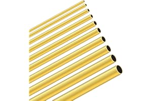 LAVMHAB Messingrohre Set mit 2mm 3mm 4mm 4,5mm 5mm 6mm 7mm 8mm 9mm 10mm, OD x 0,5 mm Wandstärke, 300 mm Länge, Nahtlos Rundrohr aus Messing für Bastelarbeiten (10 Stück)
