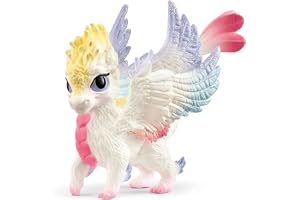 schleich BAYALA | Regnbågsbabydrake 70825 | 6 x 10 x 7 cm | från 5 år | detaljrik figur med färgstarka vingar och glitter | dekoration och samlarfigur