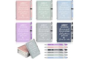 Sinmoe 6 Sets Dankeschön Geschenke für Kollegen 6 Spirale Notizblock, 6 Kugelschreiber mit Touchpen Abschiedsgeschenk für Kollegen Motivierendes Geschenkset für Weihnachten(Arbeit)