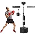 HOMCOM 3-in-1 Boxing Punching Bag Free Standing with 2 Speed Balls, 360° Relax Bar, PU-Wrapped Boxing Bag and Fillable Base, 160-230cm Adjustable Height