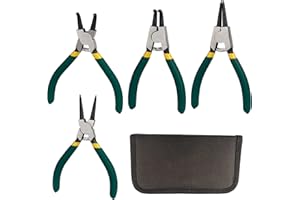 Gobesty Pinze per anelli elastici, 4 pinze per anelli elastici Set pinze per anelli elastici Manici antiscivolo da 125 mm Pinze per anelli, pinze per anelli elastici dritti interni esterni