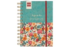 Finocam - Agenda Mini Institut 2024 2025 Semana Vista Horizontal Septiembre 2024 - Agosto 2025 (12 meses) Garden Español