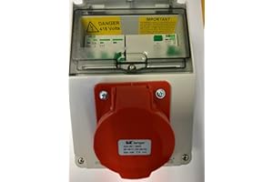 NANO ELECTRIC 32Amp 415V 3 Phase RCD and Overload Protected CEE Socket 3P+N+E, Distribution Board,