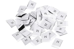 sourcing map Clothing Sewing Size Label, M Sizes Woven Embroidered Label White for Clothes Garment, Pack of 100