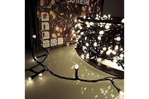 Luccika Catena Luminosa LED Tutti Flash, Cavo Verde 4m, IP44 Interno/Esterno, 31V con Timer, Luci Decorative Natalizie per Giardino e Feste (Bianco Caldo, 50M 1000LED)