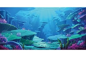MIRRORANG 61x30cm Sottomarino Tema Acquario Sfondo Colorato Corallo Subacqueo Mondo Pesce Serbatoio Poster Sfondo Vinile Sfondo