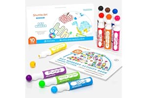 ‎SHUTTLE ART Shuttle Art 10 Farben Punktmarker, waschbar, ungiftig, Punktmarker für Kinder, Früherziehung, Bingo Dabber für Kreation mit 1 Malbuch