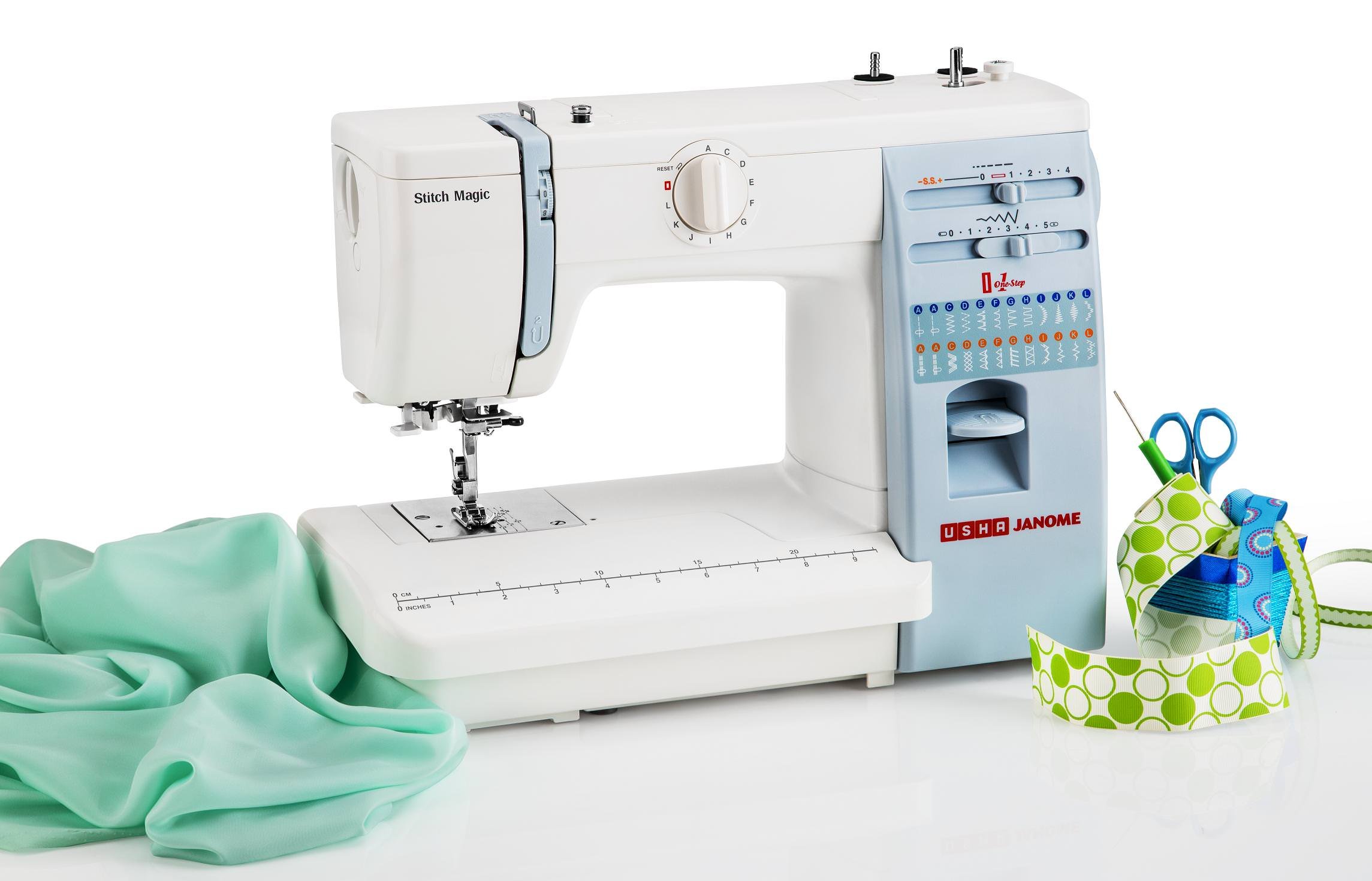 Usha Janome Automatic Stitch Magic Sewing Machine with 57 Stitch Function(White And Blue) - Image 6
