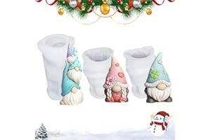 HPIANO 3 Pezzi Stampo in Silicone a Forma di Gnomo,Stampo in Silicone Nano,Stampo per Candele in S ilicone 3D con Babbo Natale,Decorazione in Gesso,Arte in Resina,per Decorazioni Natalizie