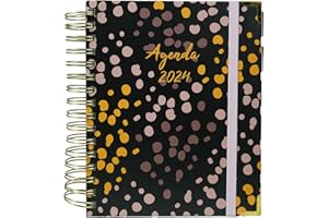 SWEETCOLOR Agenda Escolar Página por Día | Ideal para Profesores y Alumnos | Color Negro | Medidas 2,5 x 20 x 21,5 cm - Sweet Color