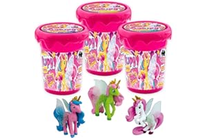 Craze Magic Slime Galupy Unicorn, Pack de 3 Slimes para niños con Sorpresa incluida de Galupy Unicornios, 1 de 6 Colores aleatorios, 110 ml de Slime, Sin Residuos, Fácil de Limpiar