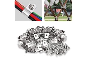 Sptchapn Abrazaderas de alambre para valla, clips de montaje de valla agrícola, clips de alambre de acero inoxidable con tornillos para alambre soldado a madera, metal o valla de vinilo (50)