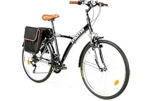 Moma Bikes Vélo Trekking, Hybrid 26", Aluminium, Shimano 18V, Suspension Avant