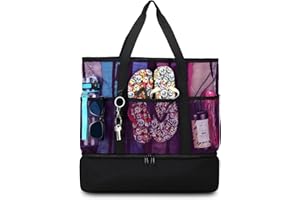 UYLIA Tote Bolsa Playa de Malla Grande Familiar Mujer Hermosa y Duradera Bolsa Termica Playa con Cremallera Bolso para Playa Viaje Compras Camping Vacaciones Juguetes