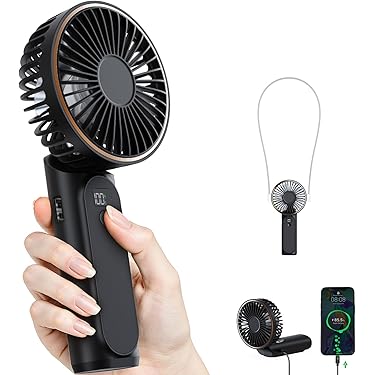 Tragbarer Mini-Handventilator, 3600 MAh, Wiederaufladbar, Per USB, Batteriebetrieben, Taschenventilator Für Reisen, Outdoor, Zuhause, Büro (Khaki