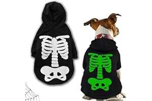 CEASELESLY Hund Skelett Hoodie,Halloween Hund Kostüm,Skelett Haustier Kostüm,Haustier Fledermaus Kostüm Niedlich Halloween Kostüm für Haustiere Cosplay-Kostüm für Mittleren Hund (Schwarz XL)
