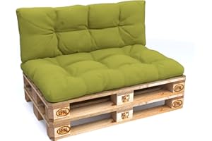 POKAR 2 Cojines para Europalés/Europalet aconchadas: 1x Cojín-Asiento 120x80x12cm +1x Cojín-Respaldo 120x40x12cm, para sofá de paletas, Interior y Exterior, sin palés, Lima