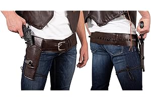 P'TIT Clown - 28270 - Cintura da Cow Boy per Revolver - Ecopelle - con custodia e cavezza - Accessorio per travestimento - per Carnevale, Halloween, Cosplay, feste a tema - Marrone - Unisex