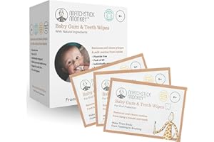 ‎MATCHSTICK MONKEY Matchstick Monkey Zahn- & Zahnfleischtücher für Babys, 25 Stk, fluoridfrei, mit Xylit, biologisch abbaubar, ab Geburt, einzeln verpackt, Zahnpflege unterwegs