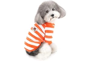 ZUNEA Maglione Invernale per Cani Piccola Taglia Cappottino in pile Caldo per Cuccioli Giacca Righe Morbida Velluto Chihuahua Gatti Giubbotti Abbigliamento Cani Ragazze Ragazzi Vestiti Arancione S